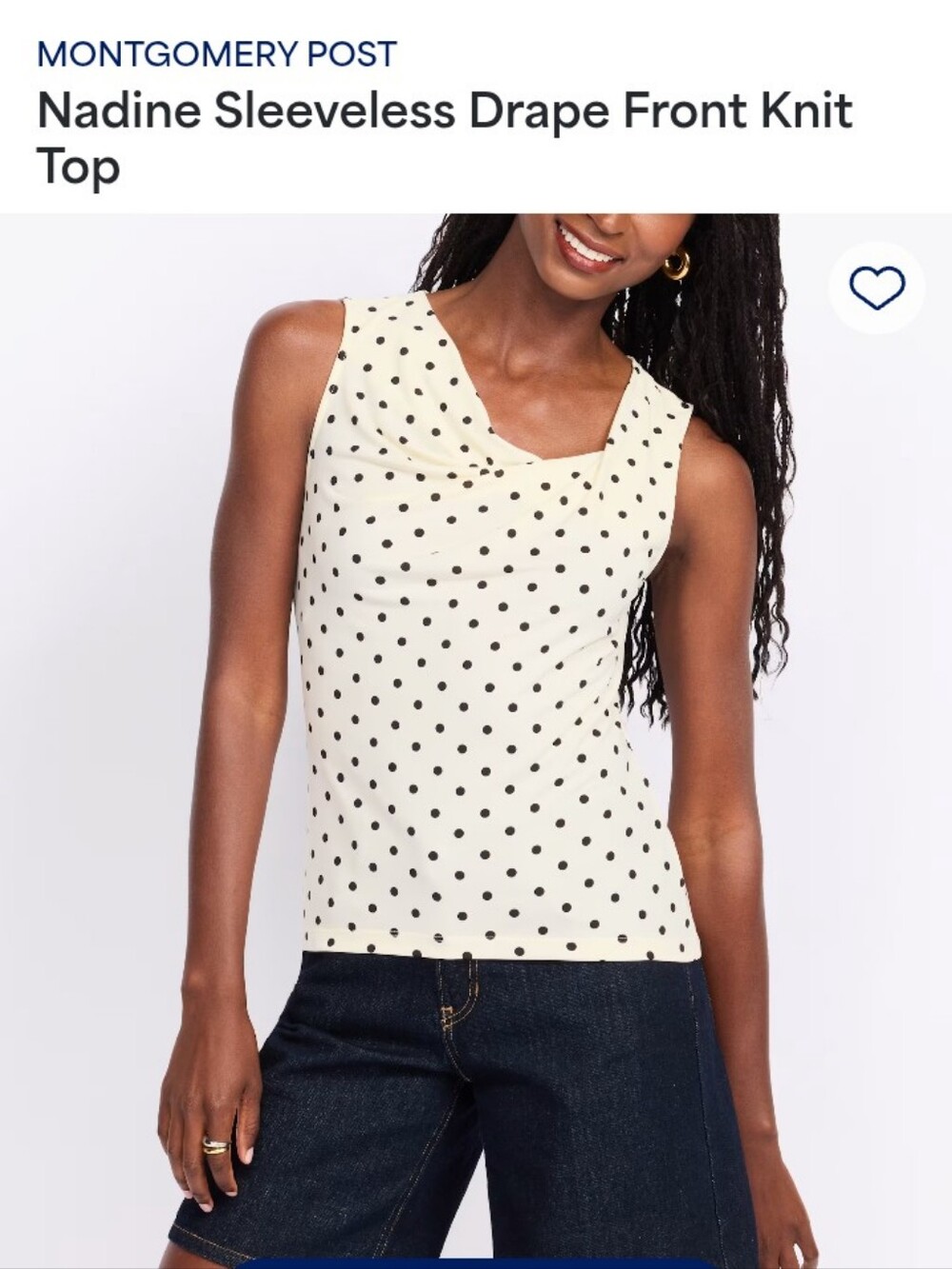 Montgomery Post Nadine Sleeveless Polka Dot Tank - Cream/Black